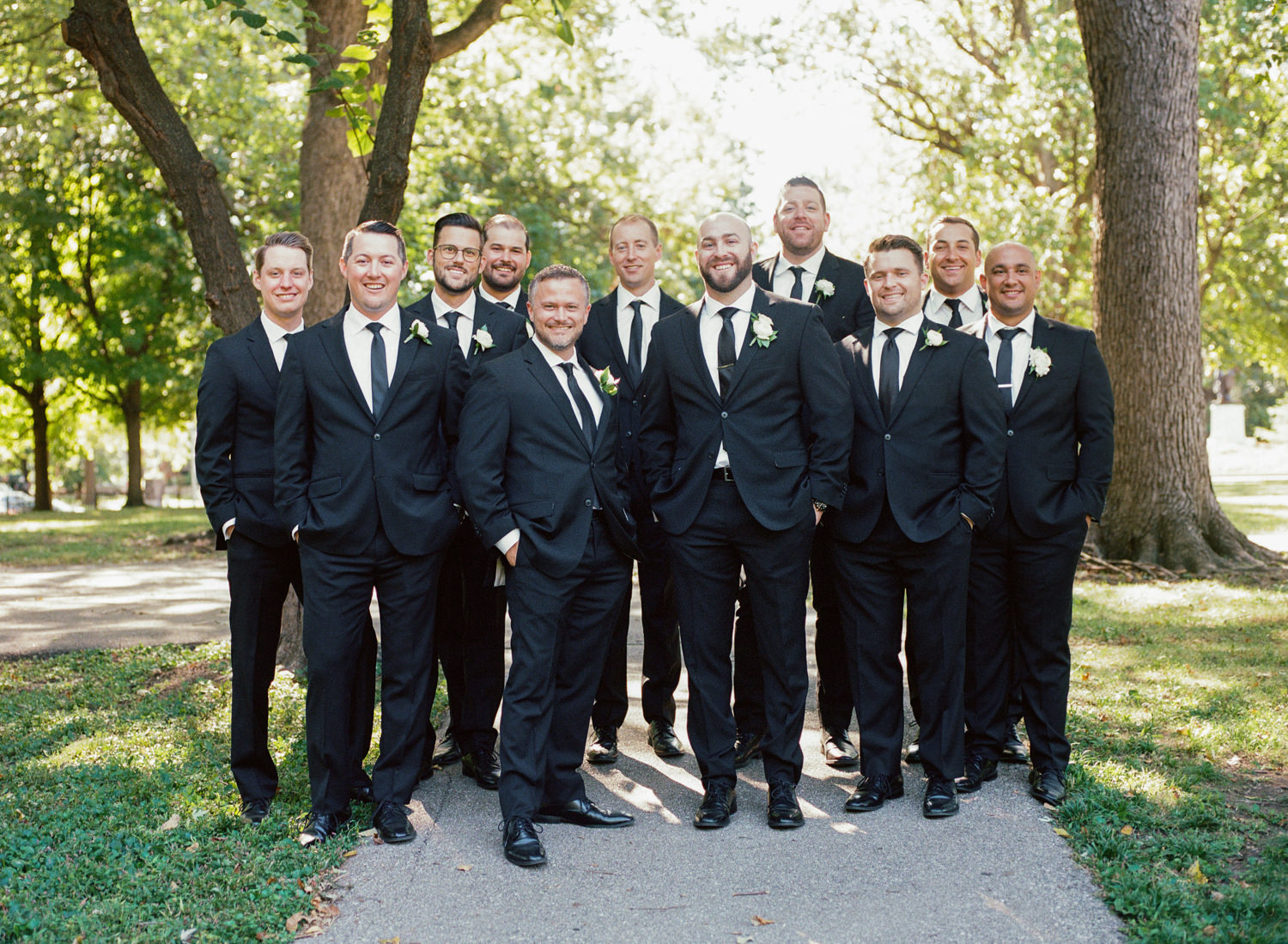 Groomsmen portrait at Lafayette Park; St. Louis fine art film wedding photographer Erica Robnett Photography