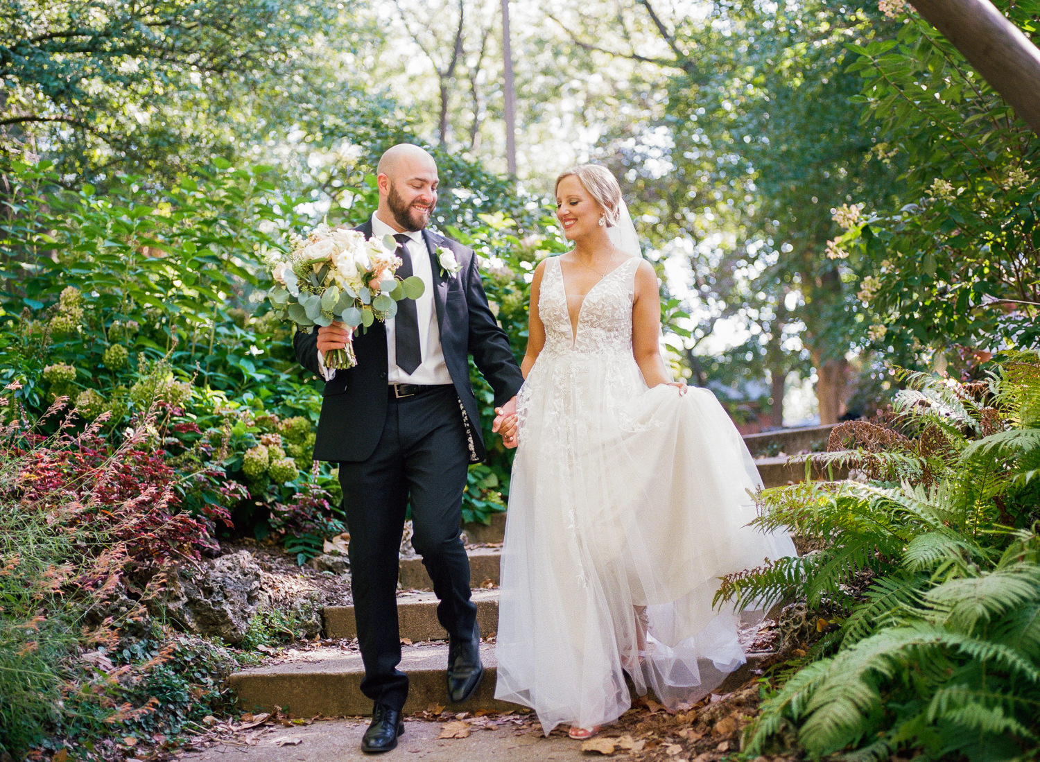 Bride and groom portrait at Lafayette Park; St. Louis fine art film wedding photographer Erica Robnett Photography