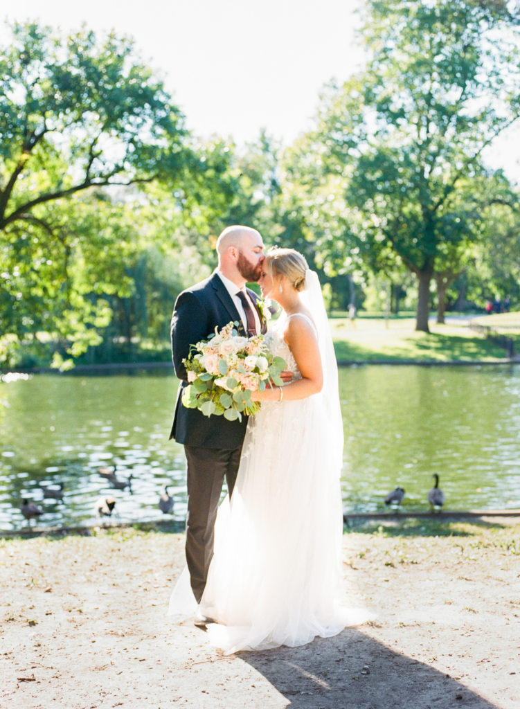 Bride and groom portrait at Lafayette Park; St. Louis fine art film wedding photographer Erica Robnett Photography