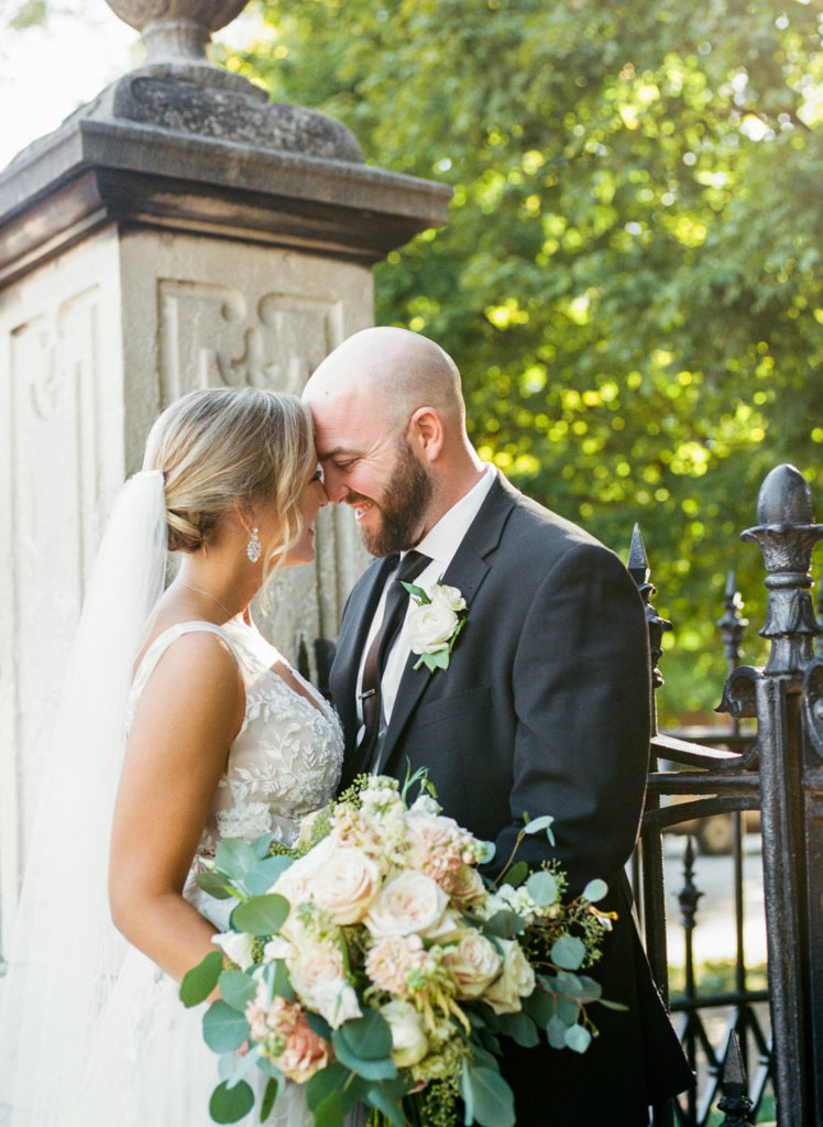Bride and groom portrait at Lafayette Park; St. Louis fine art film wedding photographer Erica Robnett Photography