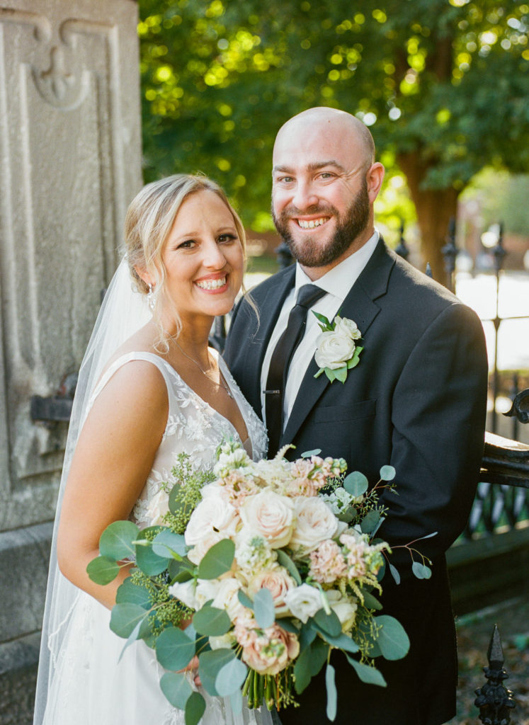 Bride and groom portrait at Lafayette Park; St. Louis fine art film wedding photographer Erica Robnett Photography