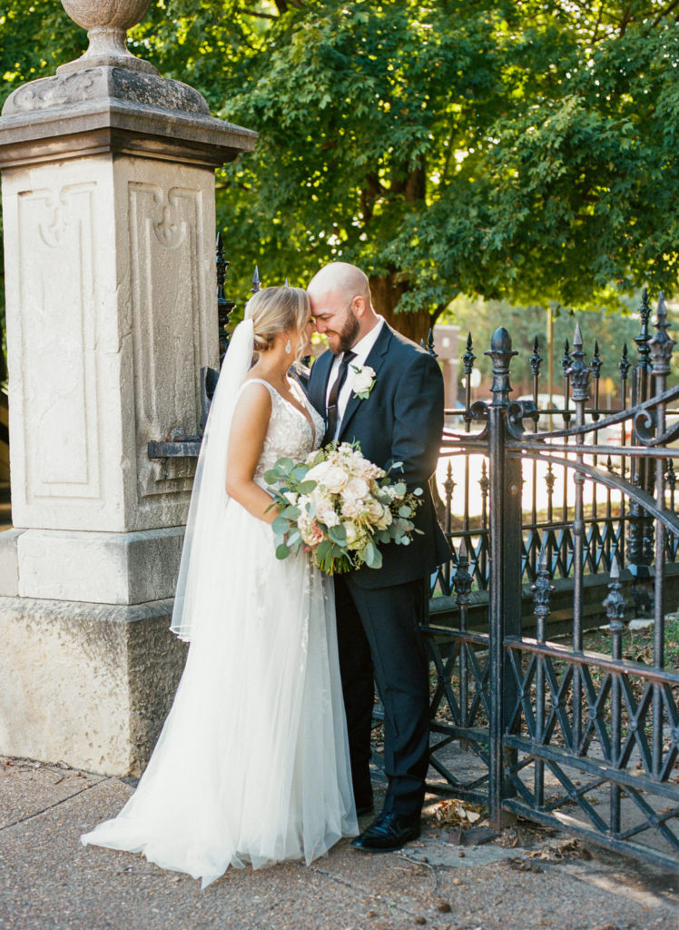 Bride and groom portrait at Lafayette Park; St. Louis fine art film wedding photographer Erica Robnett Photography