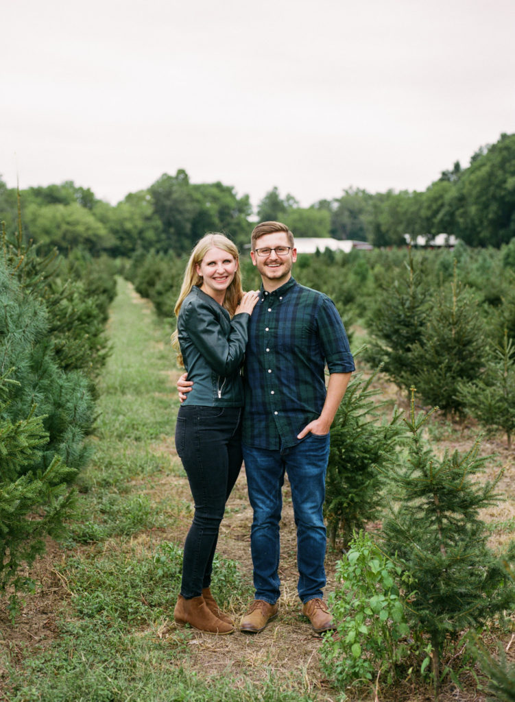 St. Louis Christmas tree farm engagement session; St. Louis fine art film wedding photographer